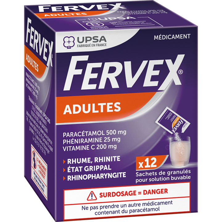 Fervex adultes granul&eacute;s pour solution buvable - boite de 12 sachets 