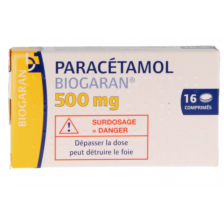 Parac&eacute;tamol Biogaran 500mg - boite de 16 comprim&eacute;s