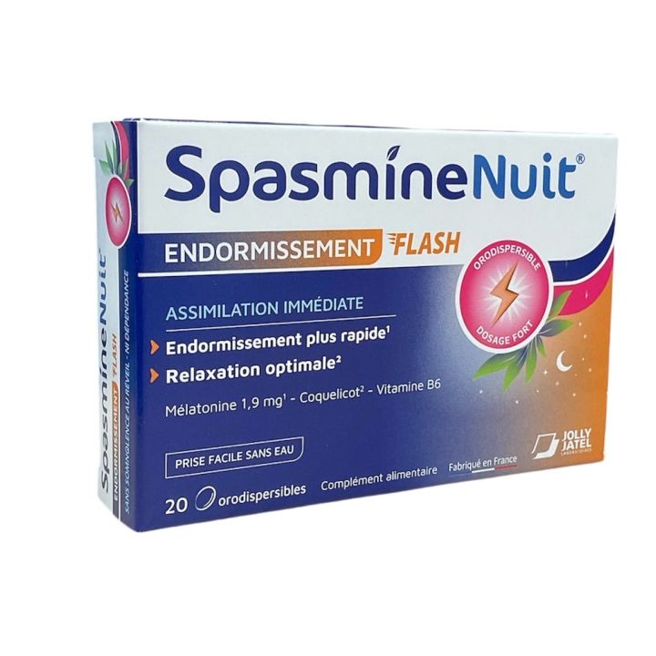 Spasmine Nuit endormissement flash Jolly-Jatel - boite de 20 comprim&eacute;s