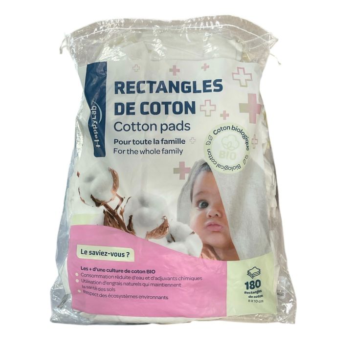 Rectangles de coton Happy Lab Benz - 180 rectangles de coton 