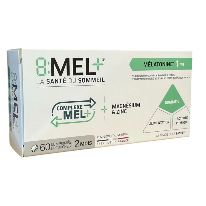 8:Mel+ la sant&eacute; du sommeil m&eacute;latonine 1mg Menarini - boite de 60 comprim&eacute;s 