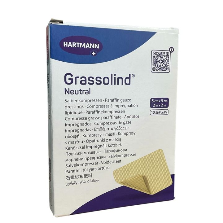 Grassolind neutral pansements tulles vaselin&eacute;s Hartmann - boite de 10 pi&egrave;ces de 5cmX5cm