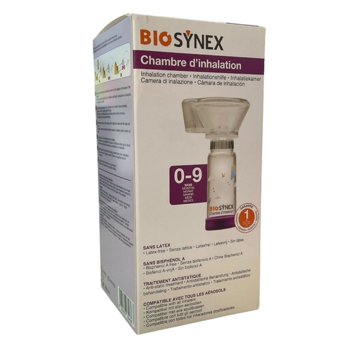 Chambre d'inhalation 0 &agrave; 9 mois Biosynex - bo&icirc;te d'une chambre avec masque