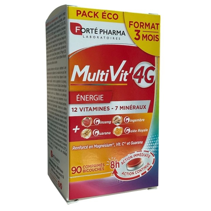MultiVit'4G &eacute;nergie Fort&eacute; Pharma - boite de 90 comprim&eacute;s 