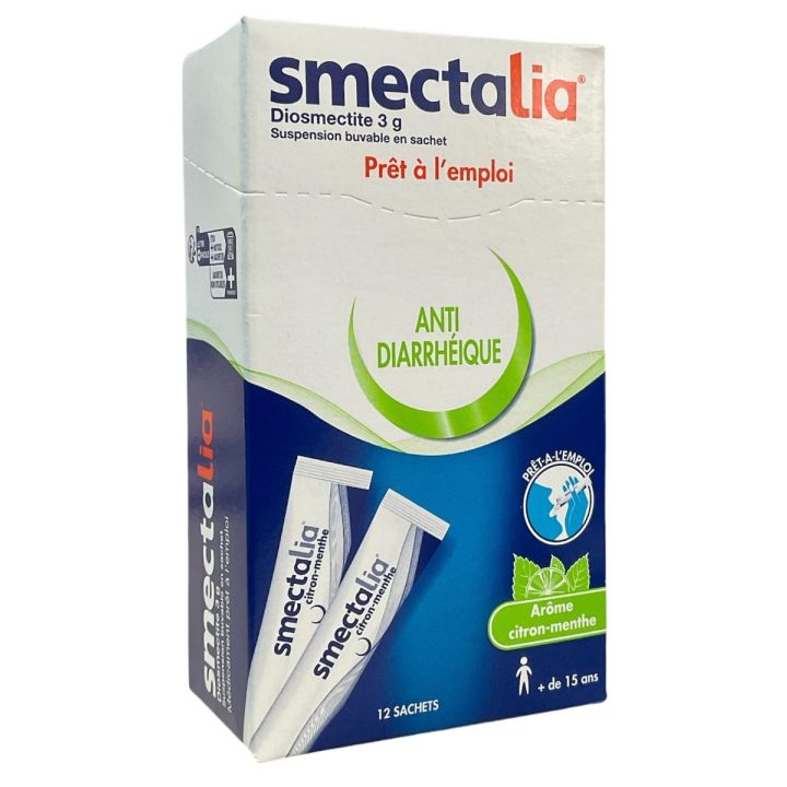 Smectalia 3g suspension buvable go&ucirc;t citron menthe en sachet - boite de 12 sachets