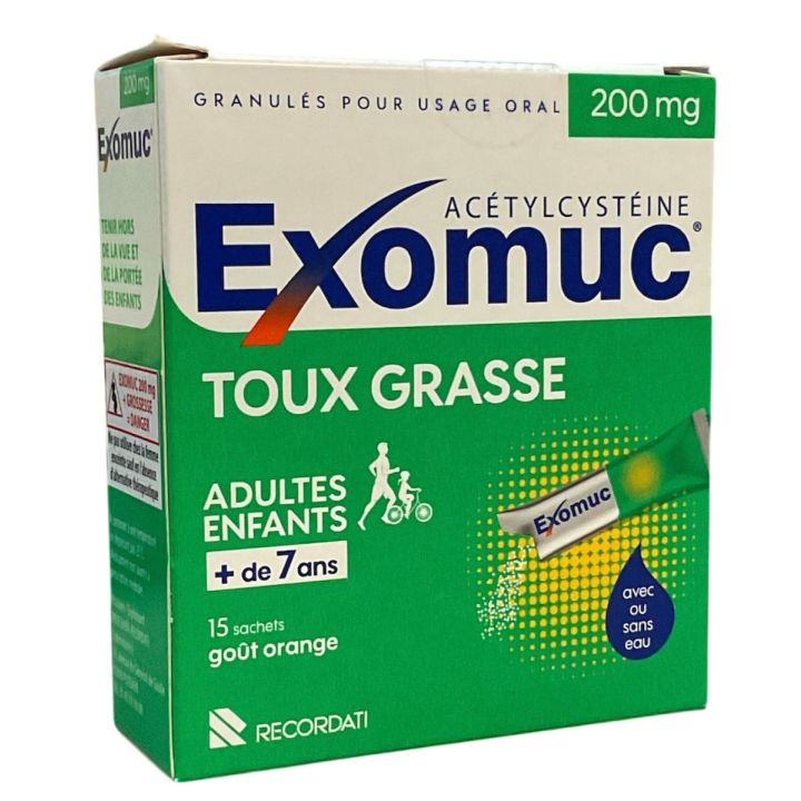 Exomuc 200 mg toux grasse go&ucirc;t orange - 15 sachets sans eau