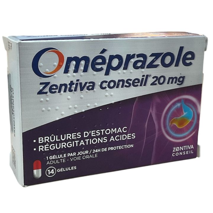 Om&eacute;prazole 20mg Zentiva - boite de 14 g&eacute;lules 