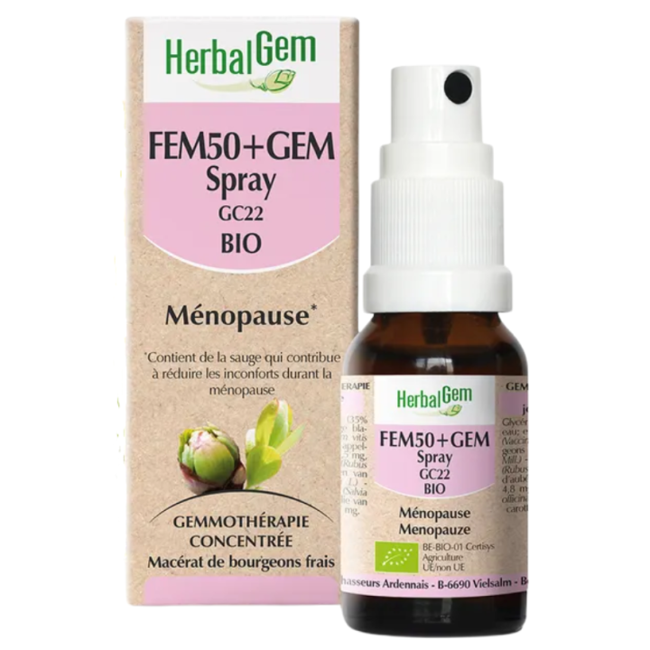 FEM50 + gem m&eacute;nopause Herbalgem - spray de 15ml