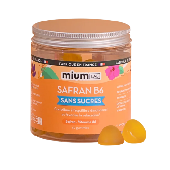 Safran B6 gummies sans sucres Mium Lab - pot de 42 gummies