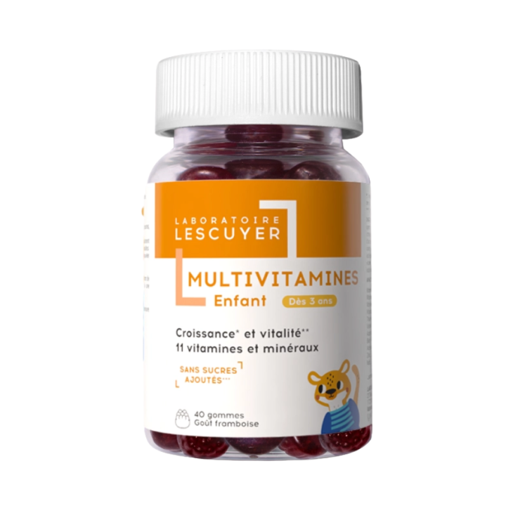Multivitamines enfant go&ucirc;t framboise Lescuyer - pot de 40 gommes