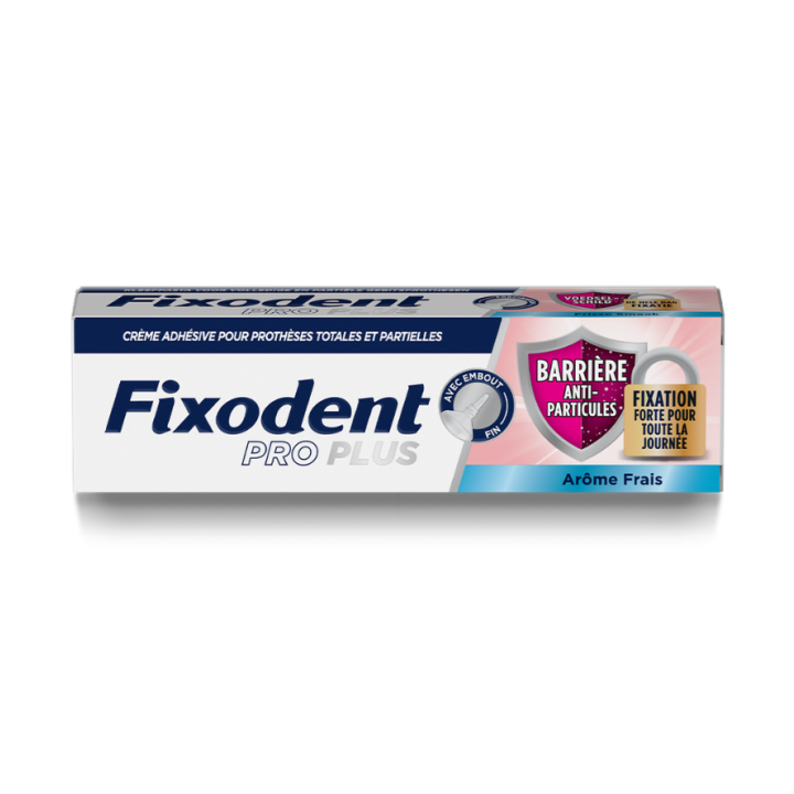 Cr&egrave;me adh&eacute;sive pro plus barri&egrave;re anti-particules ar&ocirc;me frais Fixodent - tube de 40g