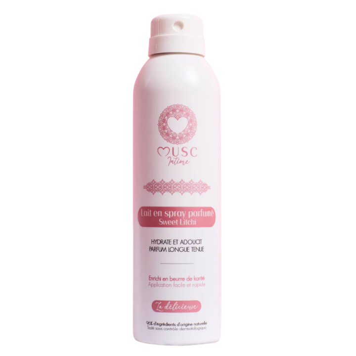 Lait en spray parfum&eacute; la d&eacute;licieuse sweet litchi Musc Initme - spray de 200ml