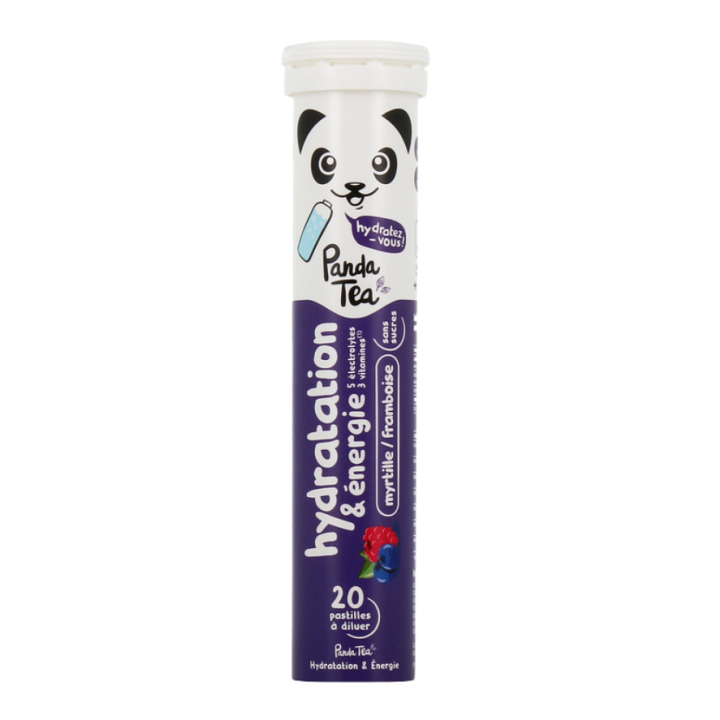 Pastilles hydratation et &eacute;nergie go&ucirc;t myrtille framboise Panda Tea - 20 pastilles effervescentes