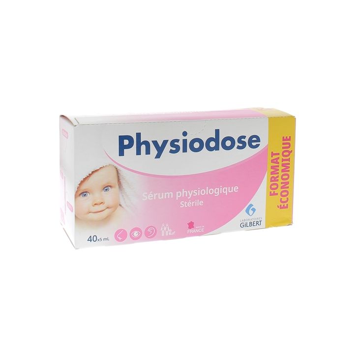 Physiodose s&eacute;rum physiologique st&eacute;rile Gilbert - boite de 40 unidoses de 5 ml
