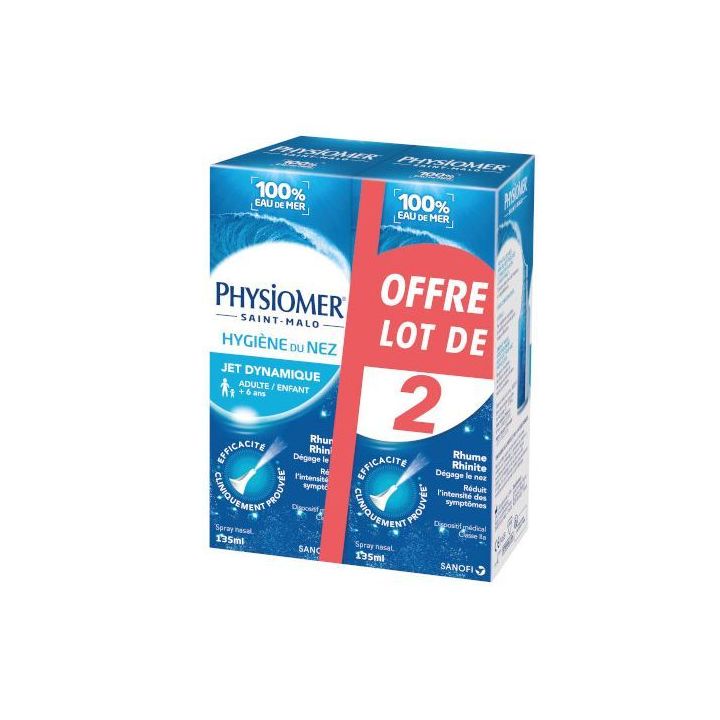 Physiomer hygi&egrave;ne du nez jet dynamique - lot de 2 sprays de 135 ml