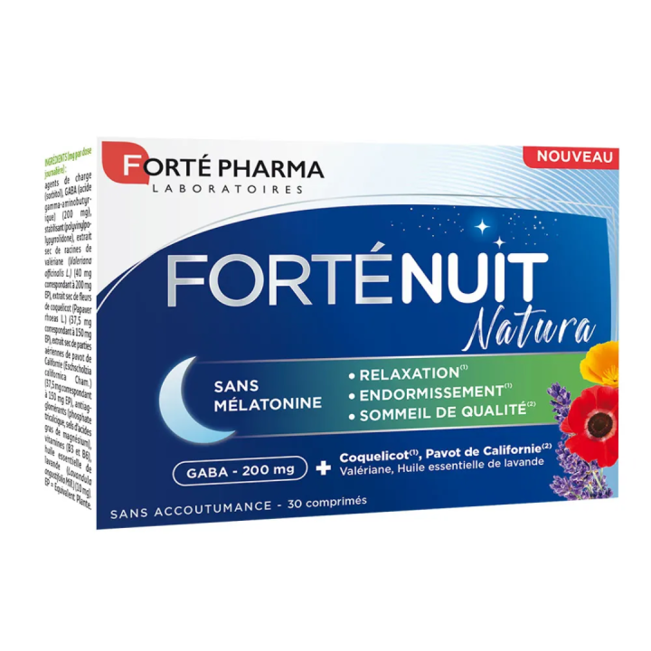 Fort&eacute; nuit natura sans m&eacute;latonine Fort&eacute; pharma - boite de 30 comprim&eacute;s
