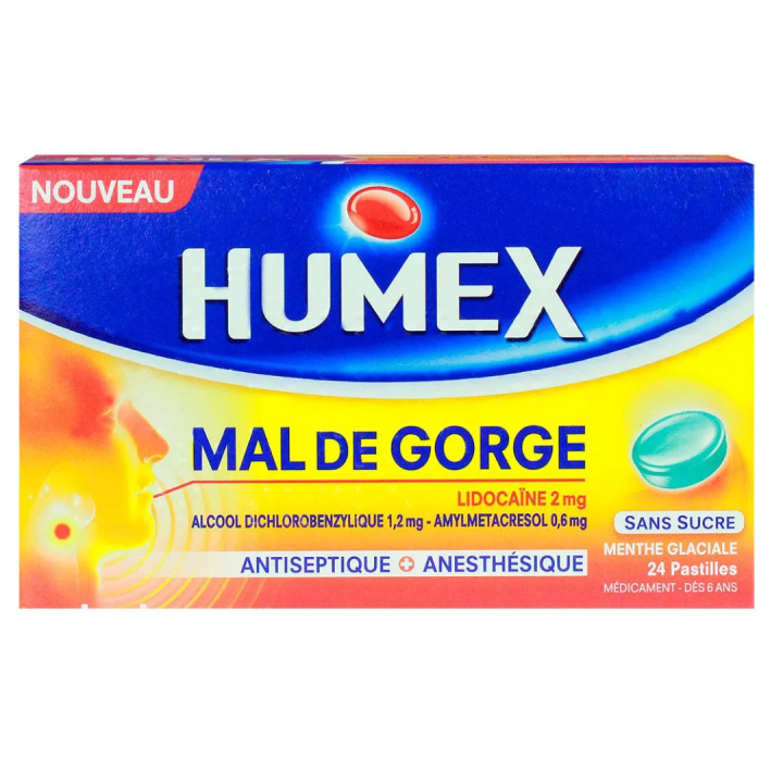 Humex mal de gorge lidoca&iuml;ne menthe glaciale - boite de 24 pastilles