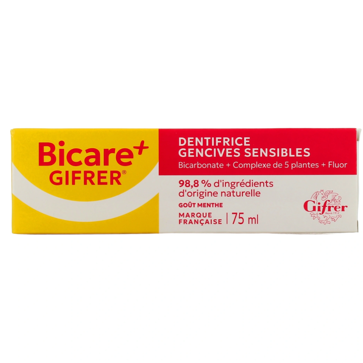 Bicare + dentifrice gencives sensibles go&ucirc;t menthe Gifrer - tube de 75ml