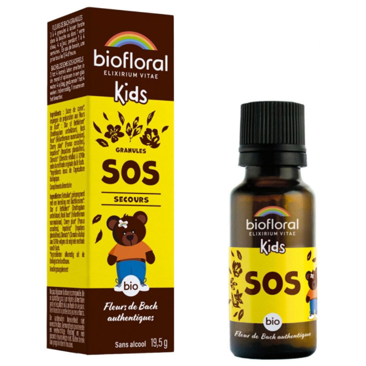 Sos secours enfant bio fleur de bach granules Biofloral - flacon de 19,5g