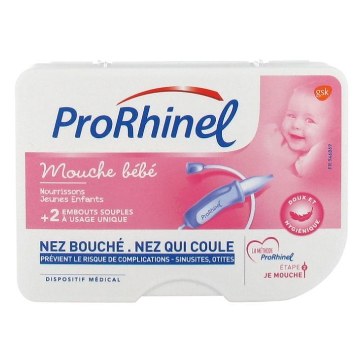 Mouche b&eacute;b&eacute; ProRhinel - bo&icirc;te contenant un 1 mouche b&eacute;b&eacute; + 2 embouts jetables