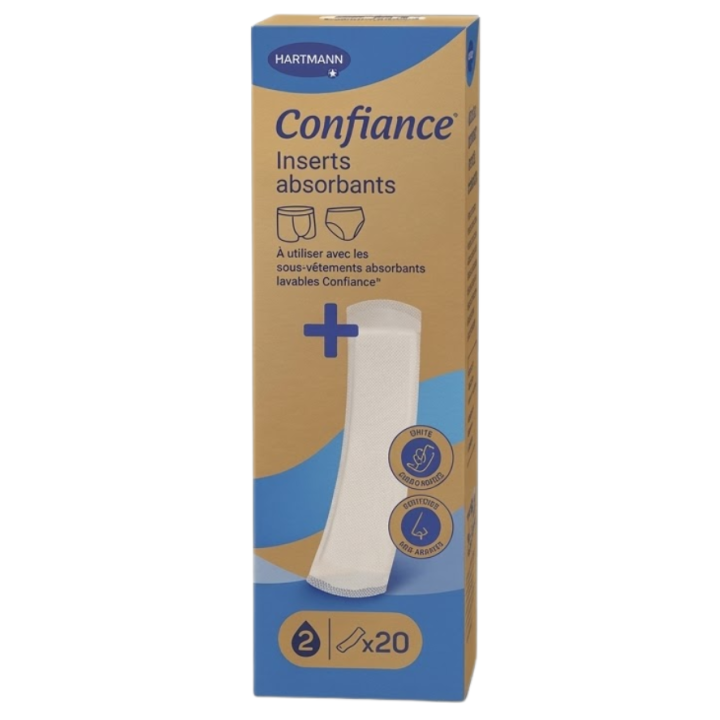 Inserts absorbants pour sous-v&ecirc;tements lavables Hartmann - boite de 20 protections