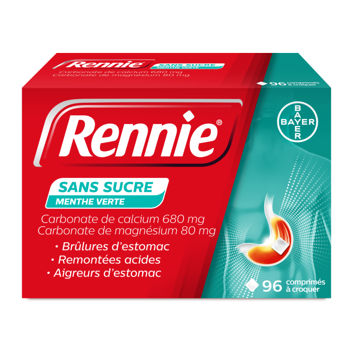 Rennie menthe verte sans sucre comprim&eacute; - boite de 96 comprim&eacute;s