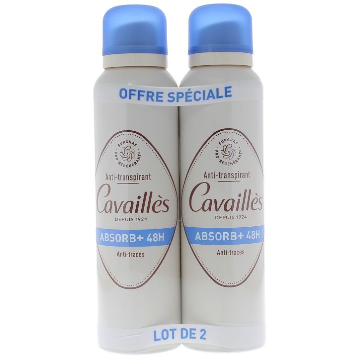 D&eacute;odorant absorb+ 48h Rog&eacute; Cavaill&egrave;s - lot de 2 sprays de 150 ml