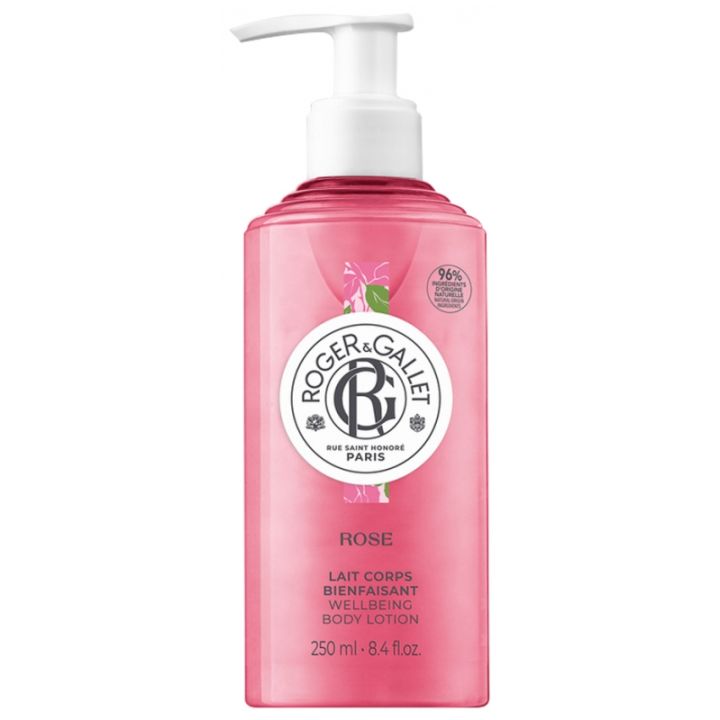 Lait corps bienfaisant Rose Roger & Gallet - flacon-pompe de 250 ml