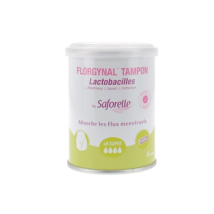 Florgynal tampon probiotique super sans applicateur Saforelle - boite de 8 tampons