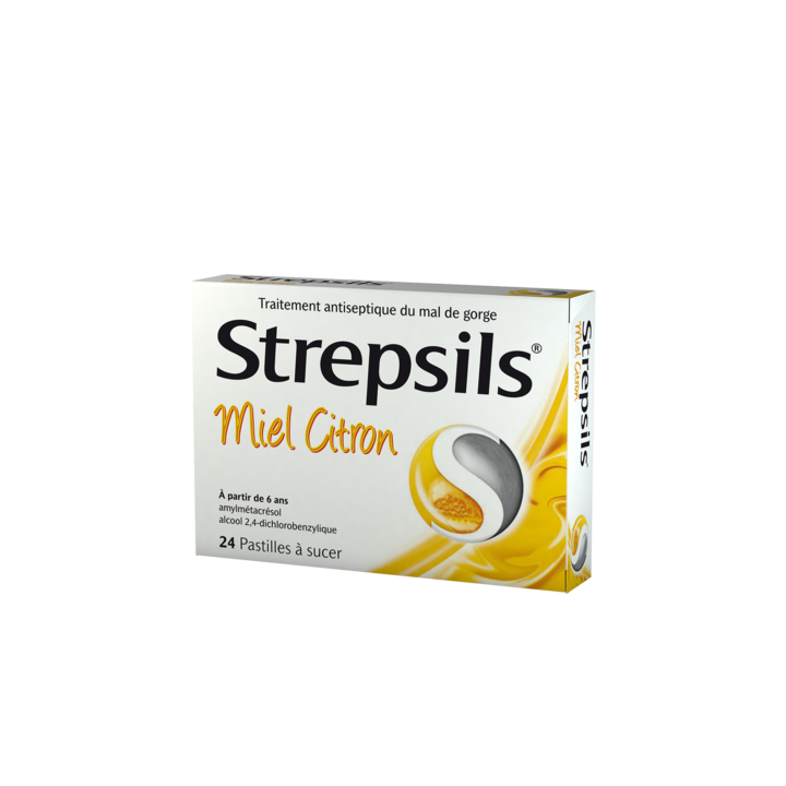 Strepsils miel citron pastille &agrave; sucer - boite de 24 pastilles