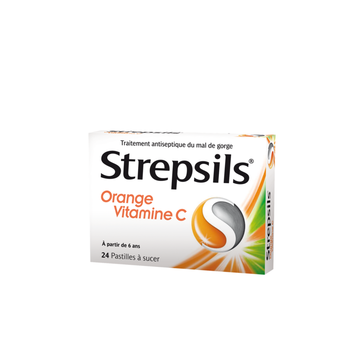 Strepsils orange Vitamine C pastilles &agrave; sucer - boite de 24 pastilles