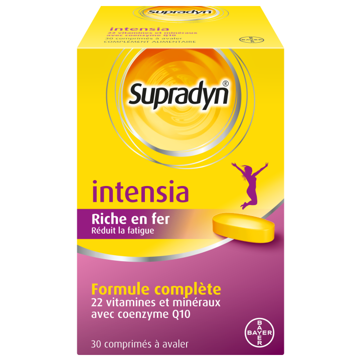 Supradyn Intensia &agrave; avaler Vitamines, Min&eacute;raux et Fer 30 comprim&eacute;s R&eacute;duit la fatigue