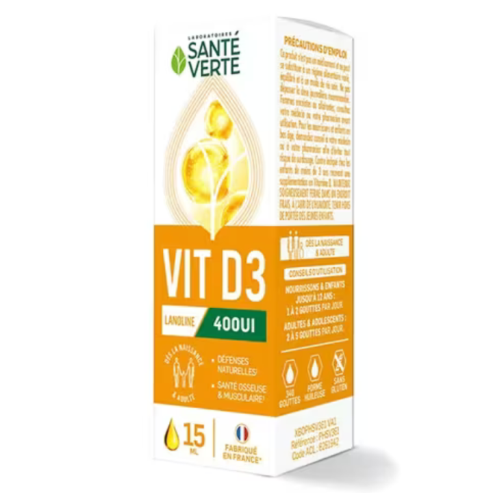 Vitamine D3 400UI Sant&eacute; Verte - flacon de 15ml