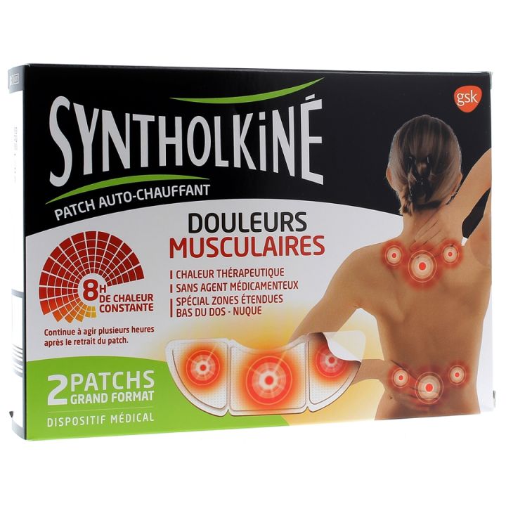 Patch chauffant Syntholkin&eacute; pour douleurs musculaires au dos - 2 patchs