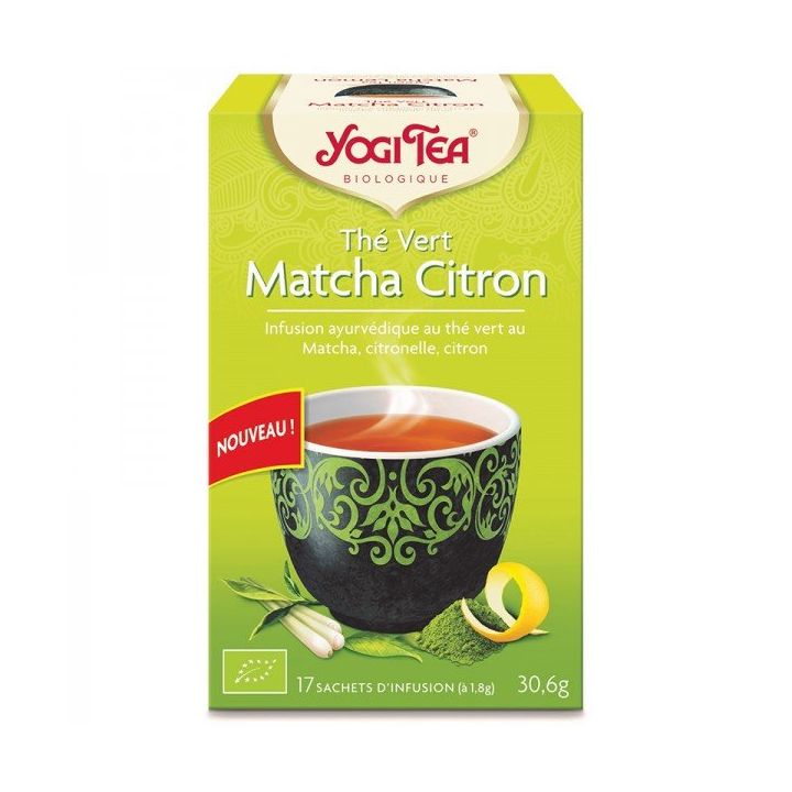 Th&eacute; vert matcha citron bio Yogi Tea - boite de 17 sachets