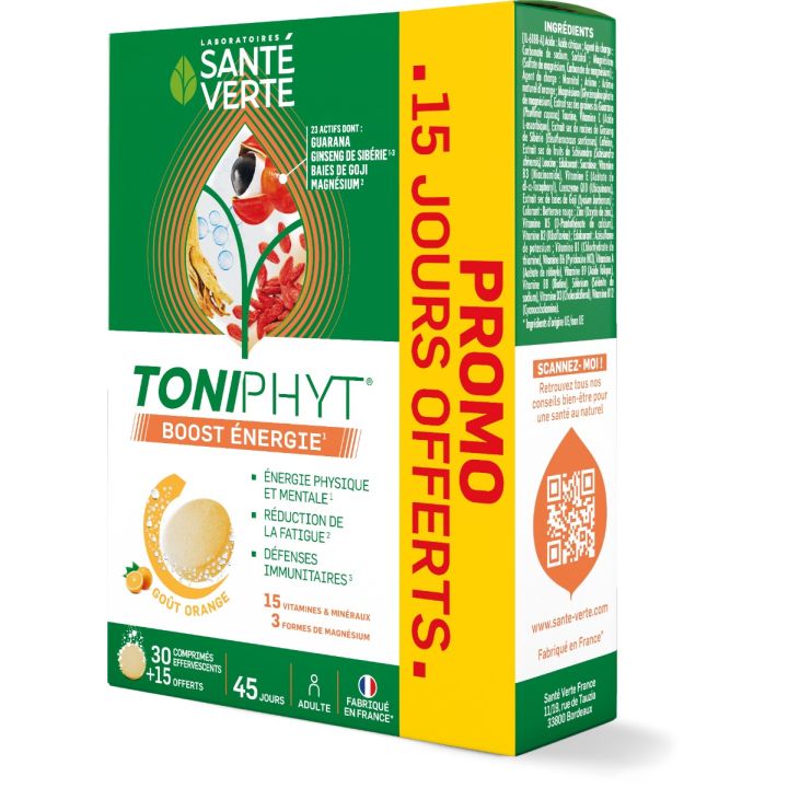 Toniphyt boost &eacute;nergie Sant&eacute; Verte - boite de 30 comprim&eacute;s + 15 offerts