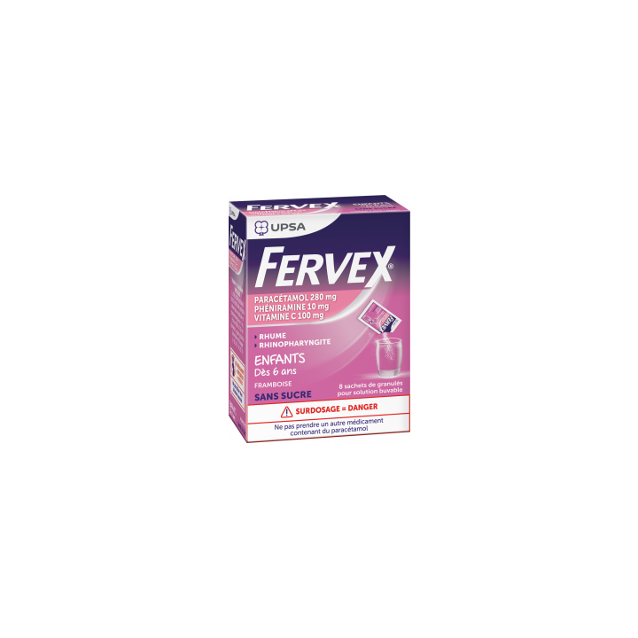 Fervex rhume enfant granul&eacute; en sachet - bo&icirc;te de 8 sachets go&ucirc;t framboise