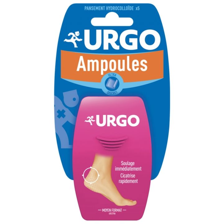 Pansements ampoules talon moyen format Urgo - 5 pansements hydrocollo&iuml;des