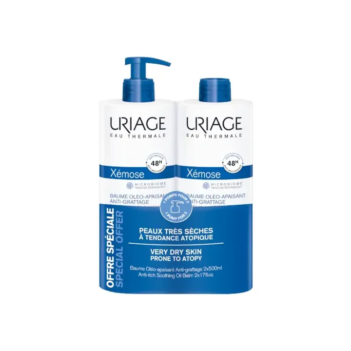 X&eacute;mose baume ol&eacute;o-apaisant Uriage - lot de 2 flacons de 500ml