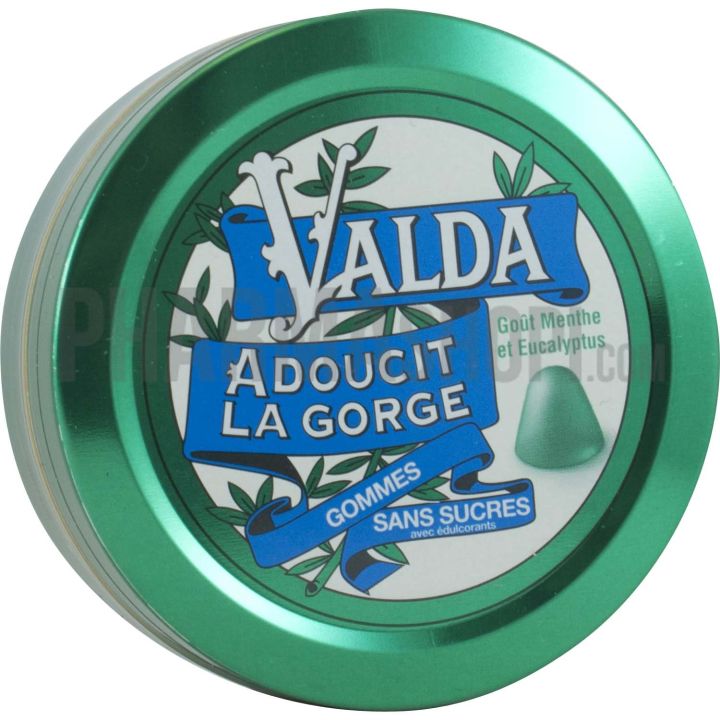 Valda Gommes menthe et eucalyptus sans sucre - boite de 50 g
