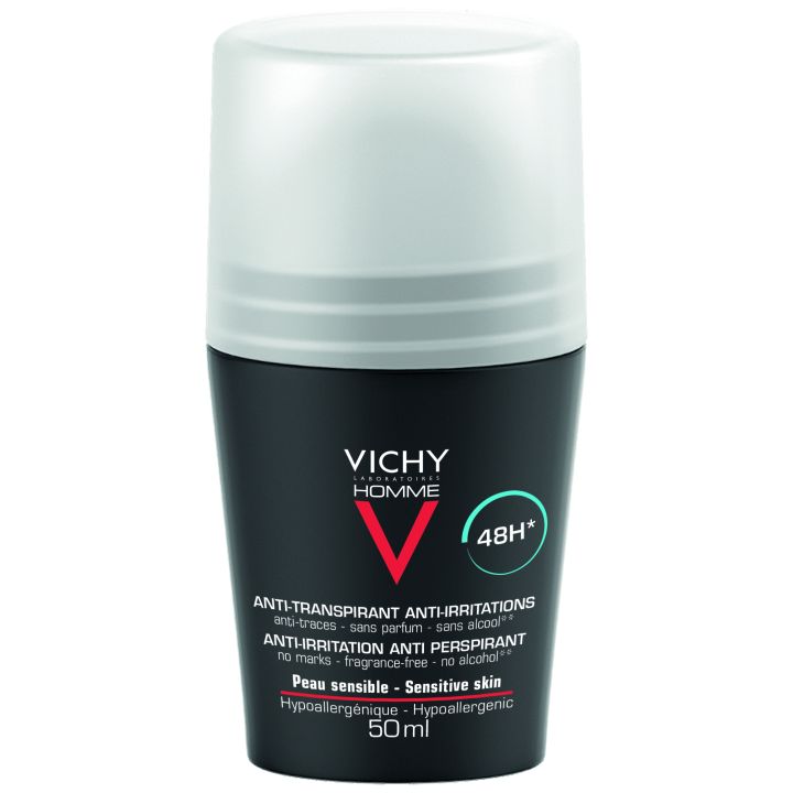D&eacute;odorant anti-transpirant 48h peau sensible Vichy homme - flacon bille de 50 ml