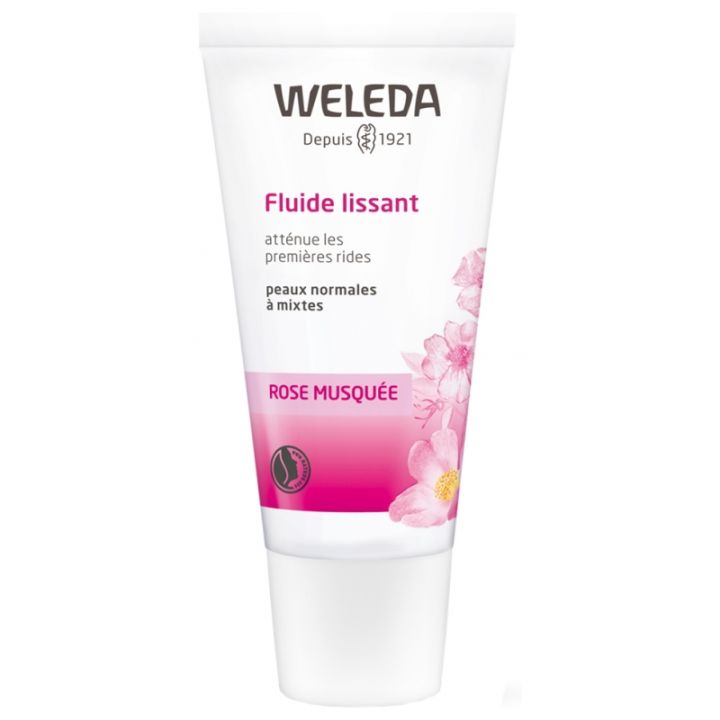 Fluide lissant &agrave; la rose musqu&eacute;e Weleda - tube de 30 ml