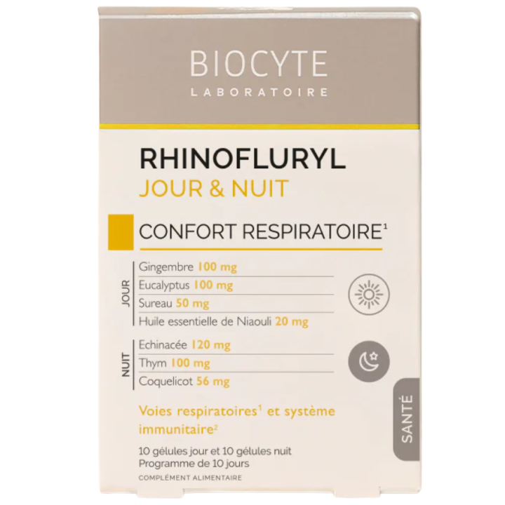 Rhinofluryl confort respiratoire jour&nuit Biocyte - boite de 20 g&eacute;lules 