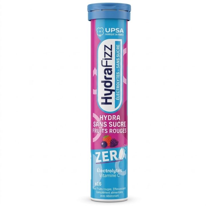 HydraFizz hydra sans sucre go&ucirc;t fruits rouges Upsa - tube de 16 pastilles effervescentes