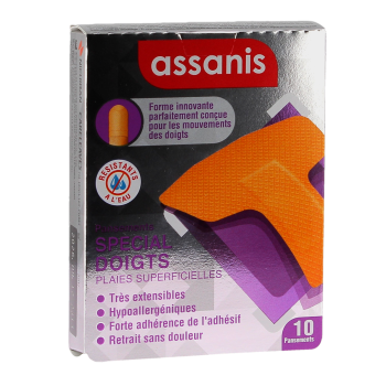 Pansements sp&eacute;cial doigts Assanis - boite de 10 pansements 