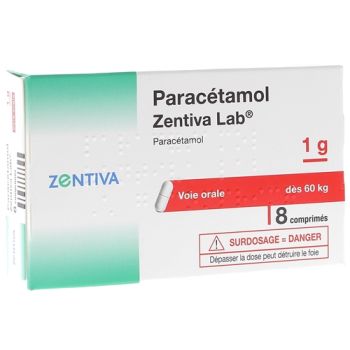 Paracétamol 1000 mg Zentiva Lab - boîte de 8 comprimés