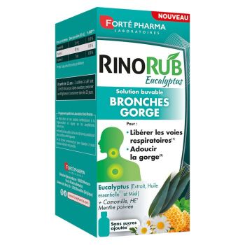 RinoRub Eucalyptus Solution buvable bronches et gorge Fort&eacute; Pharma - flacon de 120ml