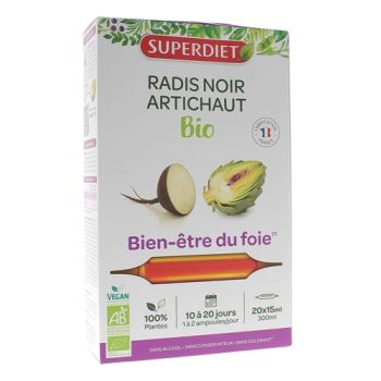 Radis noir / Artichaut Bio Super Diet - bo&icirc;te de 20 ampoules de 15 ml