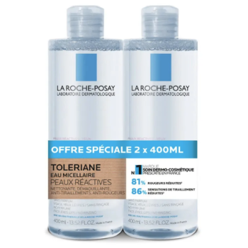 Toleriane eau micellaire peaux r&eacute;actives La Roche-Posay - lot de 2 flacons de 400ml