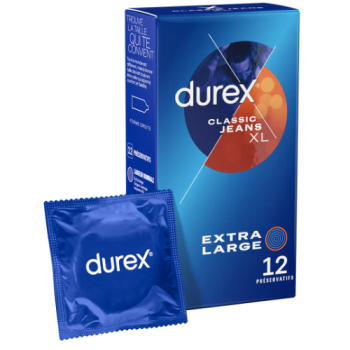 Pr&eacute;servatifs classic jeans extra large XL Durex - boite de 12 pr&eacute;servatifs